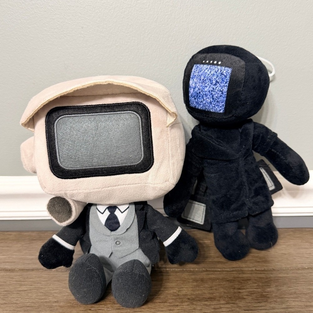 Skibidi Toilet Speaker Man & Cameraman Plush Set Viral YouTube Meme Toy 2pc